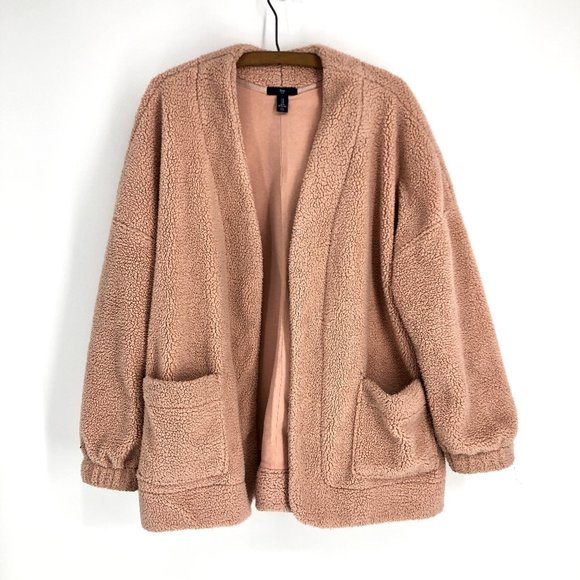 GAP Jackets & Blazers - Gap Sherpa Fleece Open Jacket Pink Sz Medium